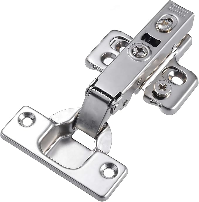 10 Pack 5 Pairs Full Overlay Soft Close Cabinet Hinges European Kitchen Heavy-Duty Frameless Adjustable Concealed 35mm Cup 3D Clip-On Two-Way Hinge Nickel Plated Finish