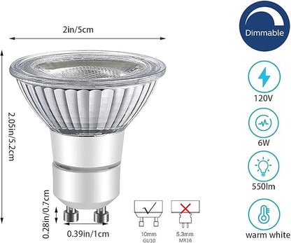 Drart LED GU10 Range Hood Light Bulbs, Stove & Kitchen Appliance Light Bulb, Halogen Light Replacement, 6W 550LM 50W Equivalent, Warm White 3000K, Dimmable, Flicker-Free, Waterproof IP65, Pack of 2