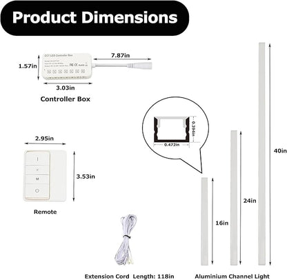 LED Recessed Wall Lighting Kit for Wall Panels CCT COB Strip Lights with Remote Controller, 6pcs Adhesive Wall Strip Lights, Dimmable 3000K-6000K for Wood Slat, Acoustic Panels, Kitchen, Stairs