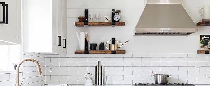12 Pack - 7.25" L x 4" H x 1.5" W J Lip Shelf Brackets Rustic Farmhouse Iron Wall Floating Shelf Bracket Metal Shelf Bracket Industrial Shelf Supports with Screws Black