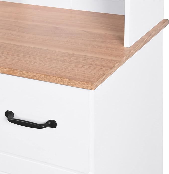 White Cupboard, Freestanding Multifunctional Kitchen Pantry Storage Cabinet with Drawers, Doors and Adjustable Shelf