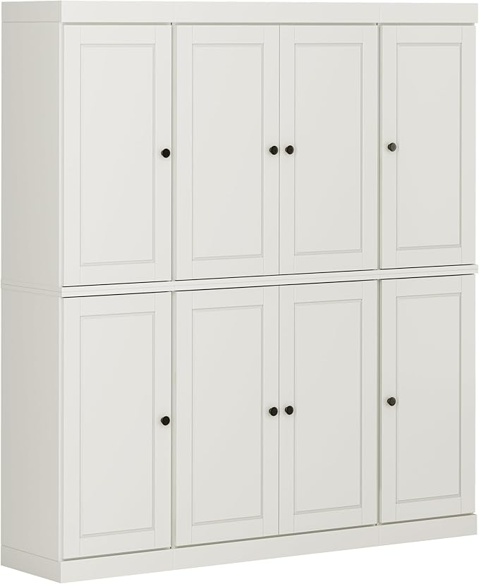 Palace Imports Solid Wood Storage Cabinet - 71.5" Tall, 65" Wide Freestanding Kitchen Pantry with 2-Drawer Kit & Adjustable Shelves – Off White, 100% Renewable Eco-Friendly Wood, Modular Cabinets