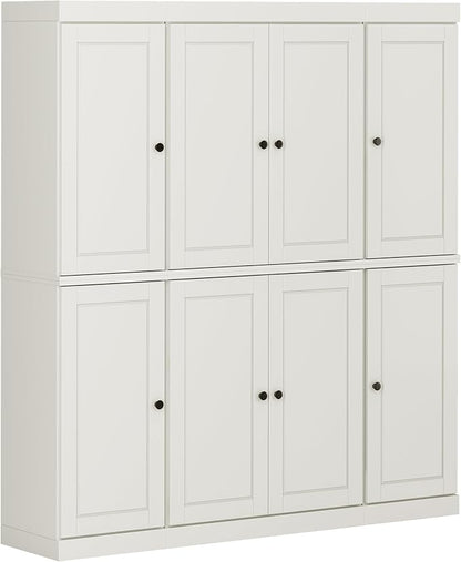 Palace Imports Solid Wood Storage Cabinet - 71.5" Tall, 65" Wide Freestanding Kitchen Pantry with 2-Drawer Kit & Adjustable Shelves – Off White, 100% Renewable Eco-Friendly Wood, Modular Cabinets