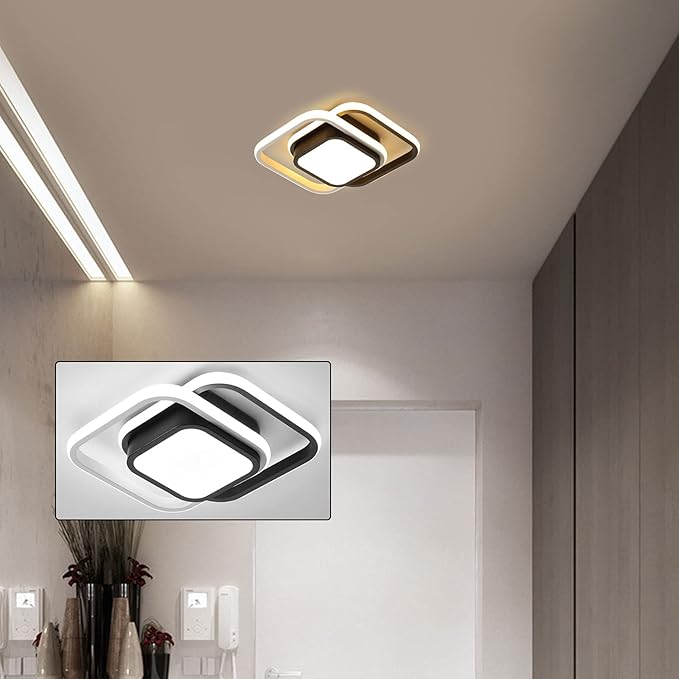 TFCFL 10" Square LED Ceiling Light, 21W Modern Ceiling Lamp Corridor Lights Lighting Fixtures Acrylic Shade Decorative for Bedroom, Kitchen, Bathroom, Living Room, Hallway