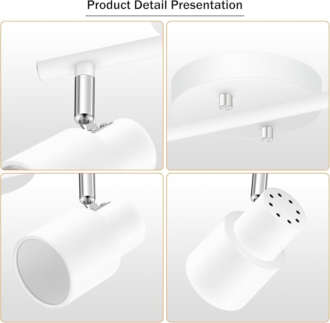 BoostArea LED 2 Light Track Lighting Kit,2 Way Modern Ceiling Spot Lighting,Flexibly Rotatable Light Head for Kitchen, Living Room, Bedroom, White,GU10 Bulb Not Included