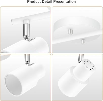 BoostArea LED 2 Light Track Lighting Kit,2 Way Modern Ceiling Spot Lighting,Flexibly Rotatable Light Head for Kitchen, Living Room, Bedroom, White,GU10 Bulb Not Included