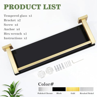 Alise Bathroom Shelves,Glass Shelf for Bathroom, Modern Floating Shelves,20 inch