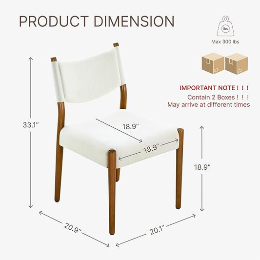 KISLOT Upholstered Dining Chairs Set of 4, Solid Wood Armless Kitchen Chairs with Soft Polyester Fabric, 18.9" Seat Height, Modern Dining Room Seating, 300 lbs Capacity, Linen