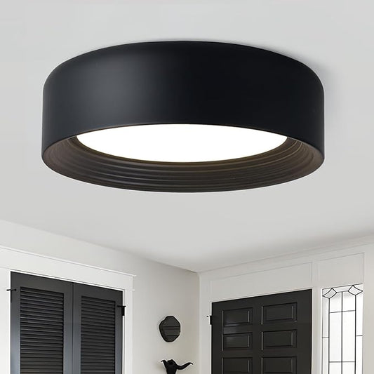 11.8 Inch Modern Dimmable LED Round Matte Black Flush Mount Ceiling Light,5CCT Adjustable 3000K-6000K,Close to Ceiling Lighting Fixture for Hallway,Entryway,Laundry Room,Kitchen,Bedroom