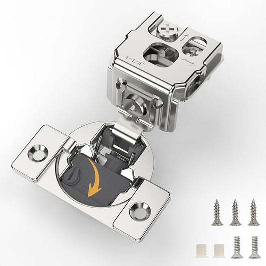 [Closing Speed Control] 30 Pack 1-1/4 Inch Overlay Soft Close Hinges for Face Frame Cabinet, 4D Adjustment, Stainless Steel Kitchen Cabinet Hardware, 105° Open Concealed Self Closing Hinge