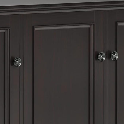 SIMPLIHOME Amherst 60-inch Wide Solid Wood 3-Door Storage Cabinet in Hickory Brown, Transitional-Style Buffet Sideboard for Living Room, Dining Room or Entryway