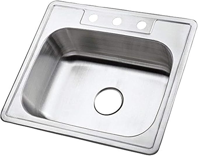 Gourmetier GKTS2520 25" Stainless Steel Drop-in Single Bowl Kitchen Sink, Brushed