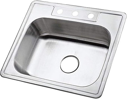 Gourmetier GKTS2520 25" Stainless Steel Drop-in Single Bowl Kitchen Sink, Brushed
