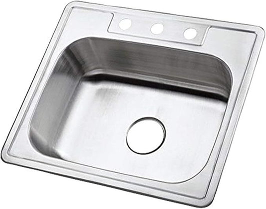 Gourmetier GKTS2520 25" Stainless Steel Drop-in Single Bowl Kitchen Sink, Brushed