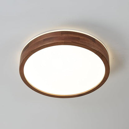LED Ceiling Light Fixture 19.68, Handcrafted Walnut Wood Modern Wabi-Sabi Style, 42W LED 3000K-4000K-6000K, Low Profile Lamp for Bedroom Kitchen Hallway Dining