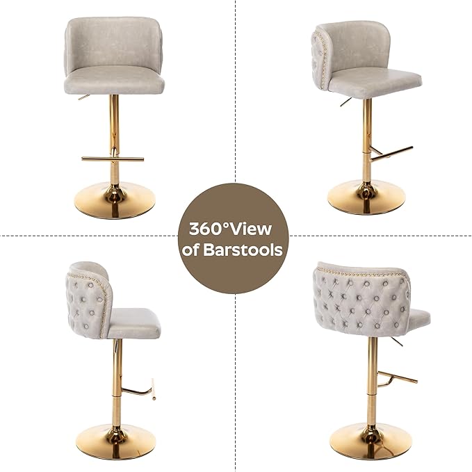 3-Piece Pub Table and Chairs, Round Bar Height Adjustable Swivel PU Leather Bar Stools Set of 2 for Kitchen Island Bistro Office Living Room Small Space Restaurant