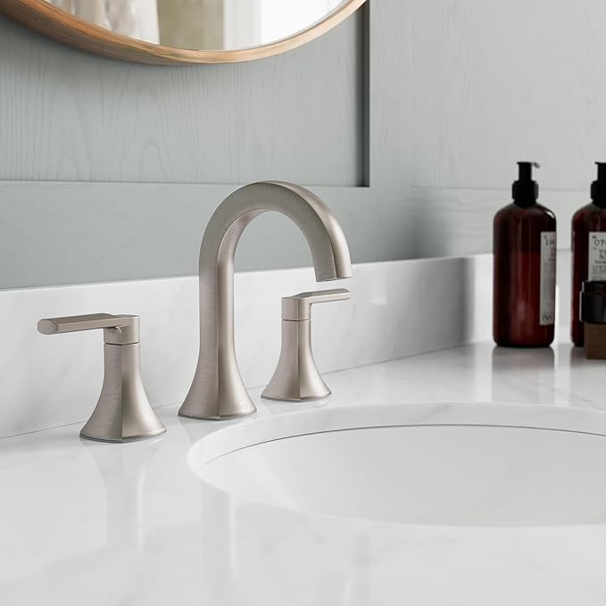 Pfister Vaneri Bathroom Sink Faucet, 8-Inch Widespread, 2-Handle, 3-Hole, NSF Certified, Spot Defense Brushed Nickel Finish, LF049VRIGS