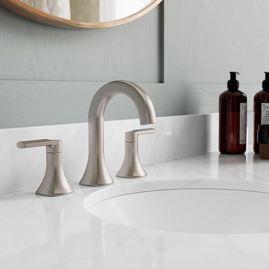 Pfister Vaneri Bathroom Sink Faucet, 8-Inch Widespread, 2-Handle, 3-Hole, NSF Certified, Spot Defense Brushed Nickel Finish, LF049VRIGS