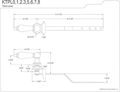 Kingston Brass KTPL0 Victorian Front Mount Toilet Tank Lever, Left/Right Installation in Matte Black