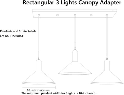 Three Pendant Light Linear Canopy Accessory Light Kit, 26 inch Flush Mount Cluster Canopy, Hanging 3 Lights with One Outlet Box for Kitchen Island, Mounting Hardware Included, Brushed Nickel