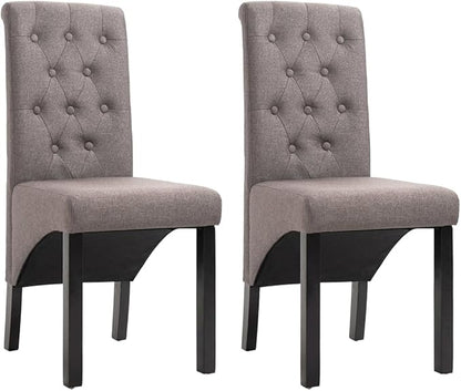 Taupe Fabric Dining Chairs Set of 2 with Rubber Wood Frame - Soft Upholstered Modern Farmhouse Kitchen Chairs for Dining Room, Living Room