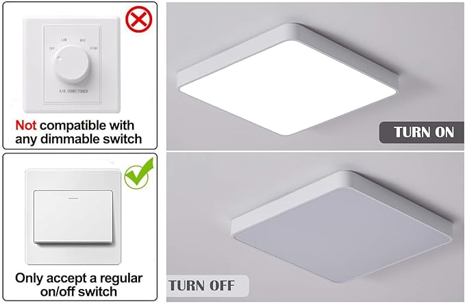 Ganeed LED Flush Mount Ceiling Light,15.7 inch 36W Modern Ceiling Lamp Square,6500K Cool White Lighting Fixture for Living Room/Kitchen/Bedroom/Dining Room,White