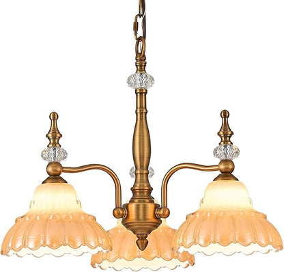 HDDFL Chandelier 3 Lights Chandeliers Lamp Modern Pendant Lighting Fixtures for Dining Room Entryway Living Room Bedrooms Kitchen Brown and Brass
