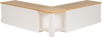 Linon Tobin Natural & White Dining Nook with Hidden Storage Spaces Includes Apple Green Cushion Set and Pillows
