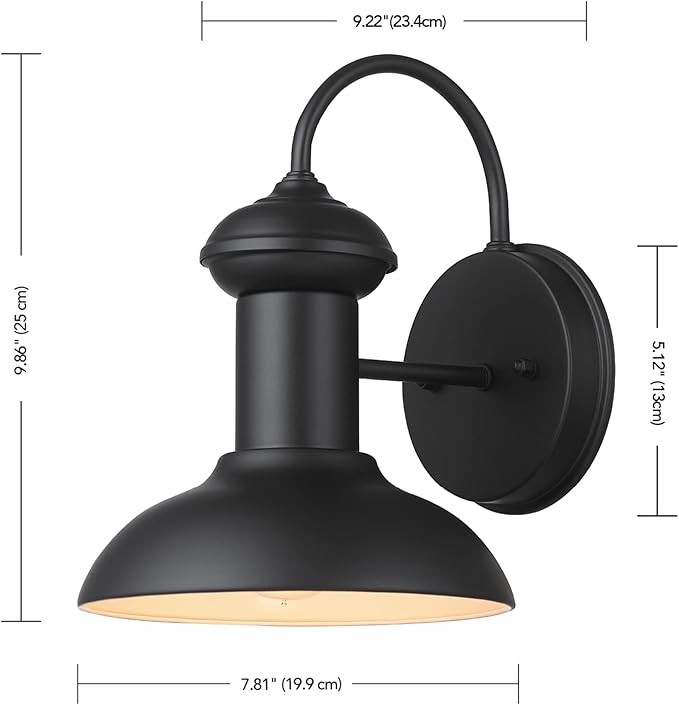GLOBE Electric 44862 Martes 1-Light Outdoor Indoor Wall Sconce, Matte Black
