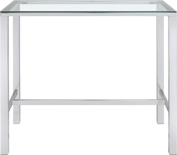 Coaster Home Furnishings - Tolbert - Glass & Metal - 47-Inch Rectangular Bar Table with Tempered Glass Top and Chrome Legs - Dining Room & Home Bar - Chrome - 104873