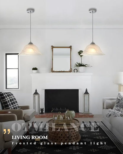 Kitchen Pendant Lighting Over Island, 11.8” White Frosted Glass Pendant Lights, Farmhouse Pendant Lights Kitchen Island, Modern Chrome Kitchen Pendant Light for Dinning Living Room (1 Pack)