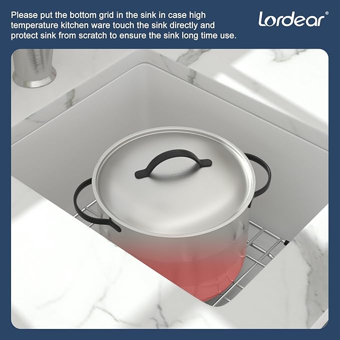 Lordear Granite Composite White Bar Sink 15 x 18 Inch Undermount Kitchen RV Sinks Small Quartz Bar Sink