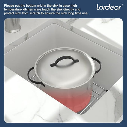 Lordear Granite Composite White Bar Sink 15 x 18 Inch Undermount Kitchen RV Sinks Small Quartz Bar Sink