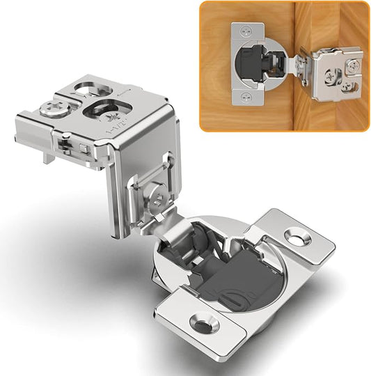 Chibery 2 Pack 1-1/2" Overlay 4D Soft Close Concealed Hinges for Face Frame Door, Nickel, Satin Nickel Finish, Modern Style, Satin Nickel Color, 105 Open Angle, Stainless Steel Cabinet Hinges