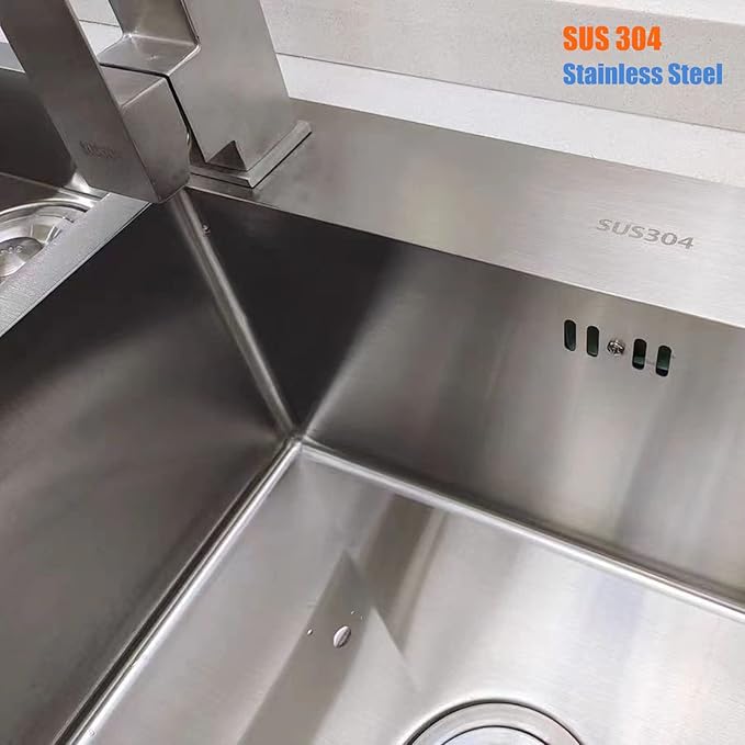 Laundry Utility Sink With Washboard Stainless Steel Kitchen Sink Household Pool Balcony Room Wash Basin Easy Clean Double-Bowl 800mm/31.5Inch