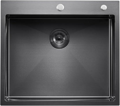 VEVOR 25" Recessed Kitchen Sink 9" Deep Top Mount Single Bowl Kitchen Sink 304 Stainless Steel Sink with Filter Basket Perfect for Home, RV, Laundry Room, Bar