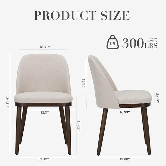 COLAMY Upholstered Dining Chairs Set of 2, Modern Kitchen Chairs with Back, Leather Side Dining Room Chairs with Wood Legs for Kitchen Dining Room Restaurant,Beige