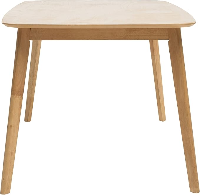 59" Mid-Century Modern Island Table, Rustic Dining Table with Rubberwood Legs, Farmhouse Dining Table with Faux Wood Top for Dining Spaces, Natural