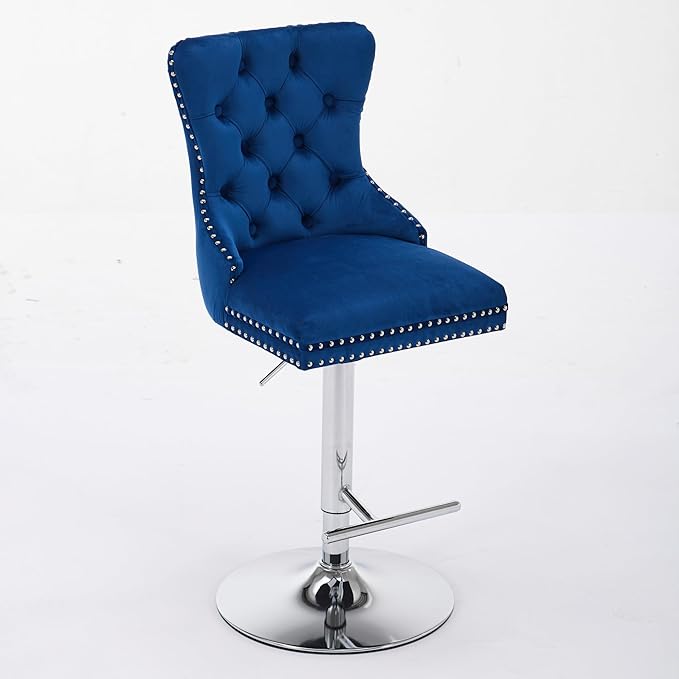 Modern Dining Chair Mid-Century Kitchen Table and Chairs with Sturdy Stable Base, Easy Assembly Luxury Furniture for Dining Room, Home Pub and Kitchen Island,Blue-Foam-setof2