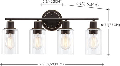 4-Light Oil Rubbed Bronze Bathroom Lighting Fixtures Over Mirror 4-Light Bathroom Vanity Light Oil Rubbed Bronze Vanity Wall Sconce Over Sink