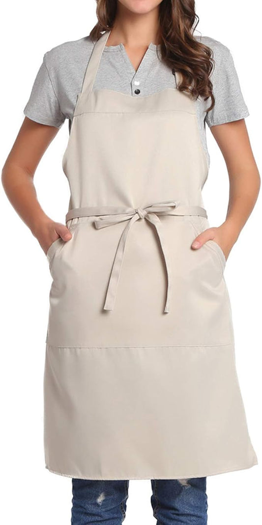 BIGHAS Adjustable Bib Apron with Long Ties for Women Men 18 Colors Chef Kitchen Cooking