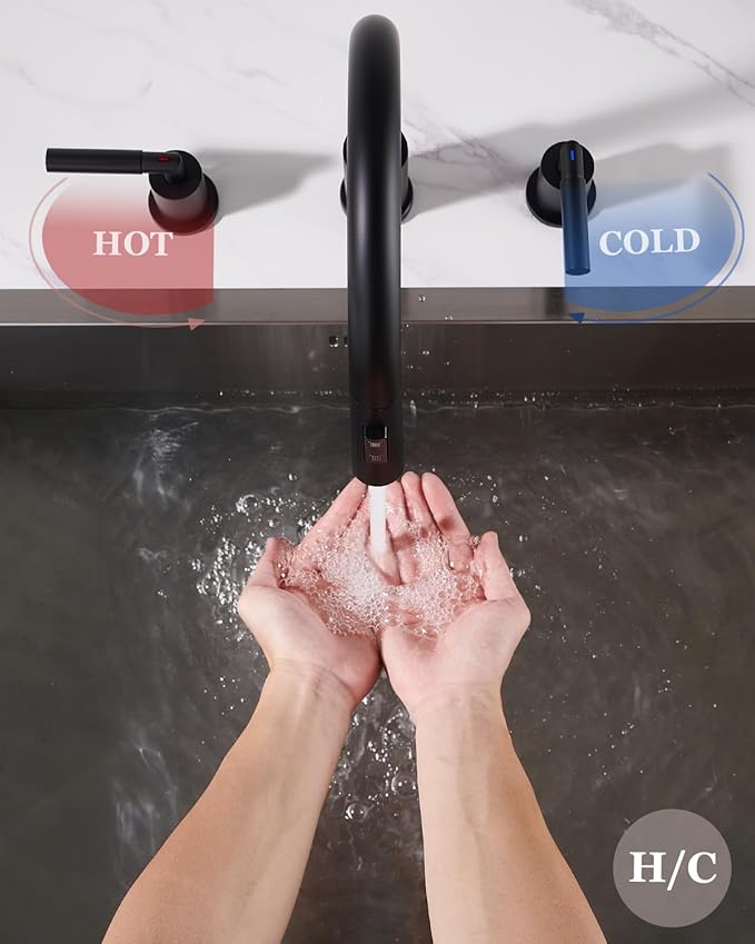 Tohlar 3 Holes Kitchen Faucet Black, 2 Handle Kitchen Sink Faucets, Black Kitchen Faucet with Pull Down Sprayer, Kitchen Sink Faucets Matte Black Stainless Steel Faucet for Kitchen Sink