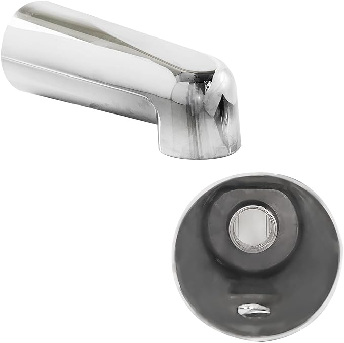 SENTO Silver Universal Heavy Durable Metal Bathroom Tub Spout Without Diverter, Heavy Duty Metal Bathtub Faucet Without Shower Diverter - 7 Inches 1/2" IPS Inside Thread, Polished Chrome