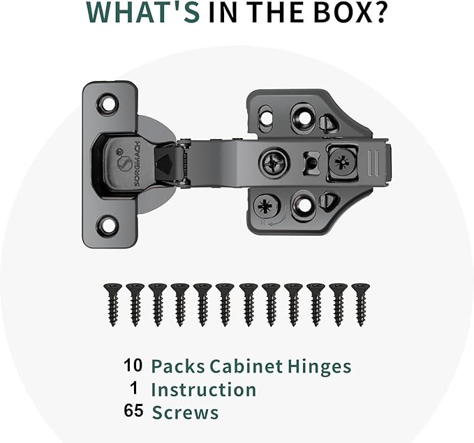 10 Pack Half Overlay Soft Close Cabinet Hinges 105° Frameless 3 Way Adjustable Soft Close Hinges for Cabinet Doors Kitchen Cabinet Door Hinges with Screws