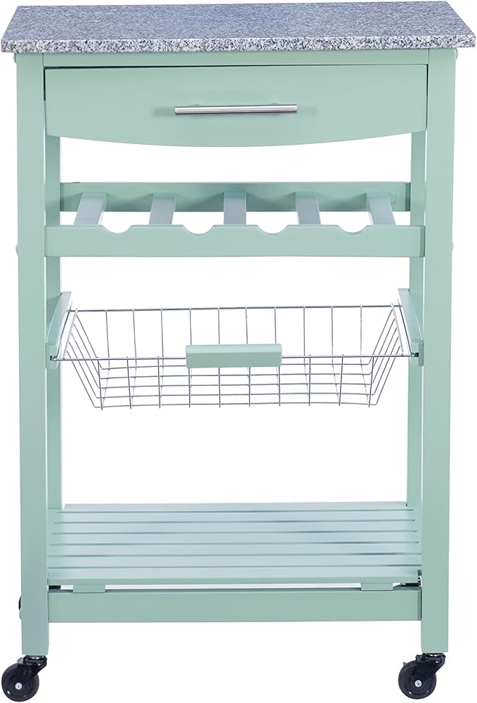 Linon Kitchen Island, Green, 15.75 x 22.83 x 33.86 Inches