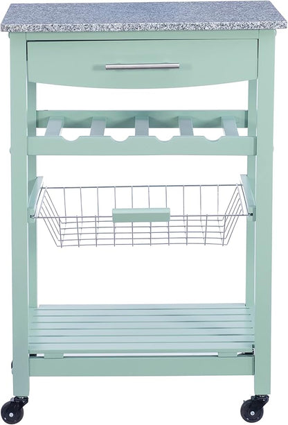 Linon Kitchen Island, Green, 15.75 x 22.83 x 33.86 Inches
