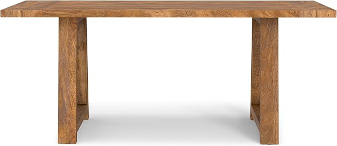 SIMPLIHOME Whitley Dining Table - 72 inch Wide Solid Mango Wood Rectangular Table in Burnt Wax, Modern Farmhouse Style for Dining Room or Kitchen with Extra-Thick Trestle Base, Seats 6