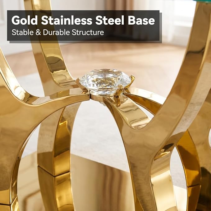 Large Glass Dining Table for 6-8,Gold Kitchen Table with Stainless Steel Base,68.9''Rectangle Dinner Table Glass Top,Modern Tables for Dining Room and Kitchen,Office,Sturdy Made(Table Only)