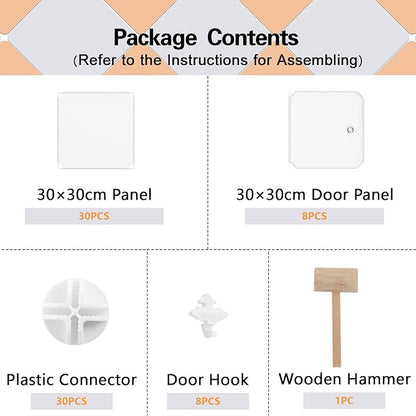 C&AHOME Cube Storage Organizer with Doors, 8-Cube Shelf, Closet Cabinet, DIY Plastic Modular Bookshelf, Storage Shelves Ideal for Bedroom,Living Room,24.8" L × 12.4" W × 48.4" H Milky UGSHS3008M