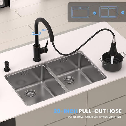 Touchless Kitchen Faucet with Pull-Down Sprayer, Kitchen Sink Faucet Stainless Steel Faucets with Soap Dispensor, Single Handle Hands-Free Sensor Suitable for 1 to 4 Hole Sink